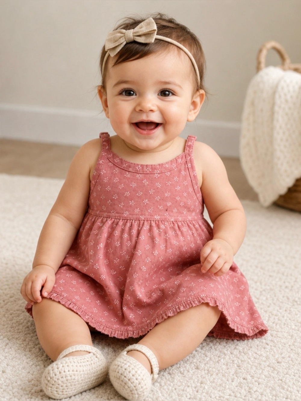 NWTS Mexx pink baby dress, two layers, laced back, spaghetti straps, sz 18m